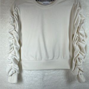Juicy Couture Cream Ruched-Sleeve Pullover Sweatshirt (A106)